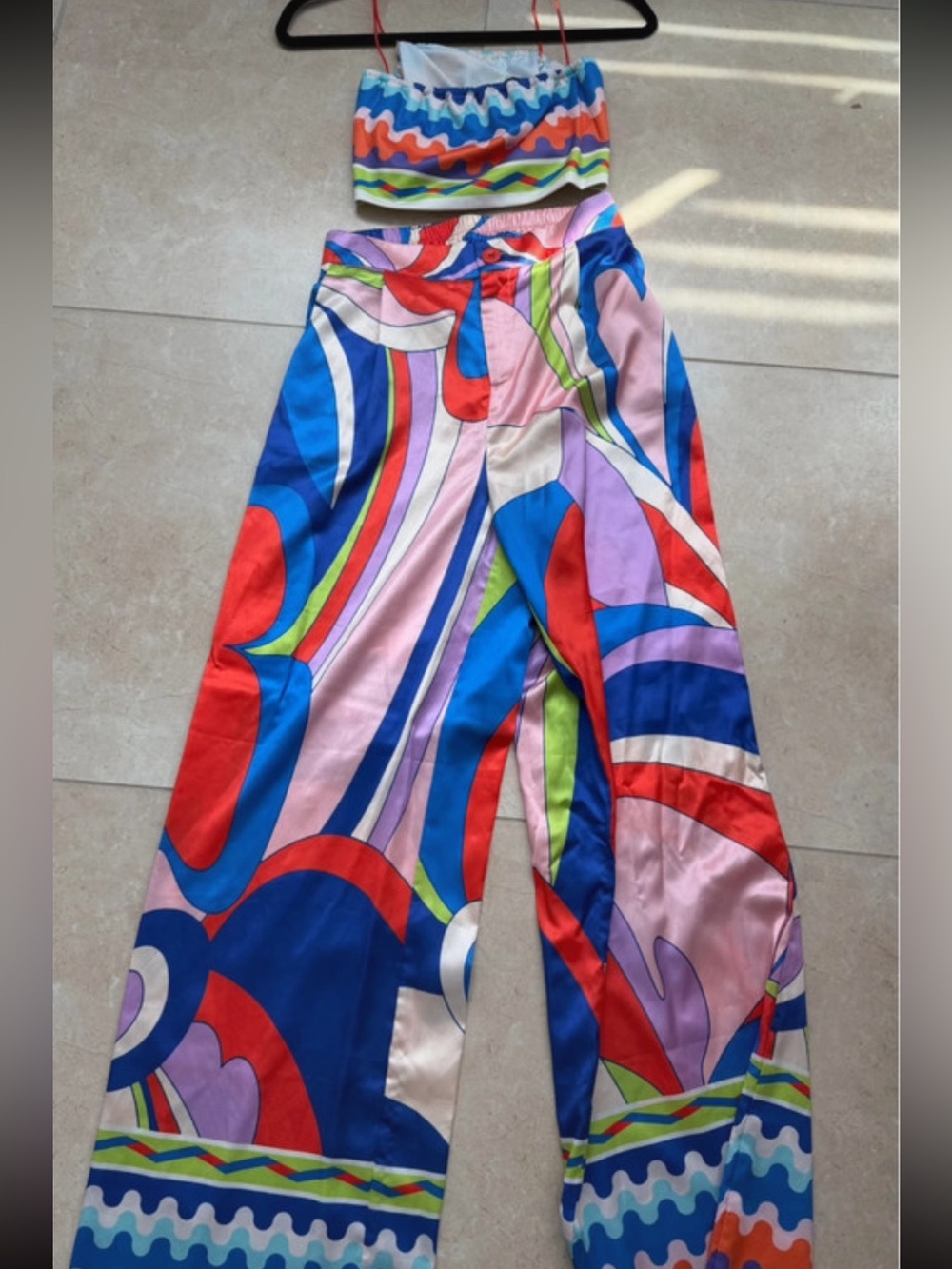 Colorful Abstract Print Wide-Leg Pants - Multicolor